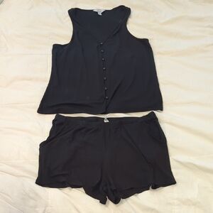 Black Sleeveless Top and Shorts Set